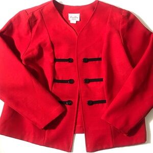 Vintage Red Women's Blazer with Black Accents